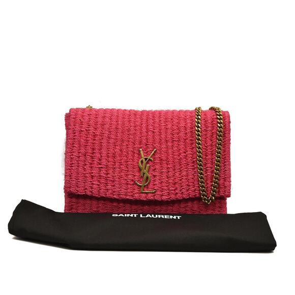Saint Laurent ﻿Medium Kate Raffia Shoulder Bag Pink Glo - Picture 2 of 15